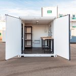 10ft Portable Site Office Container with Workbench & Shelving – Fully Fitted Container Office Australia
